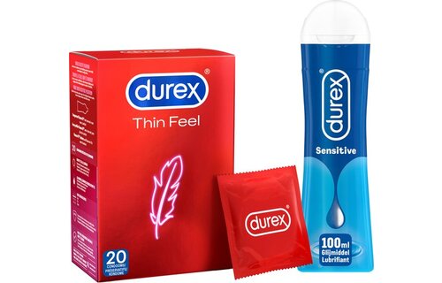 Durex - 100ml Glijmiddel - Play Sensitive - 20 stuks Condooms - Thin Feel