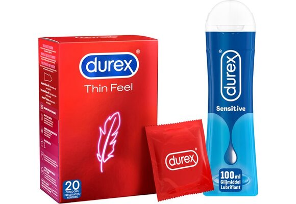 Durex - 100ml Glijmiddel - Play Sensitive - 20 stuks Condooms - Thin Feel