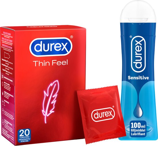 Durex - 100ml Glijmiddel - Play Sensitive - 20 stuks Condooms - Thin Feel