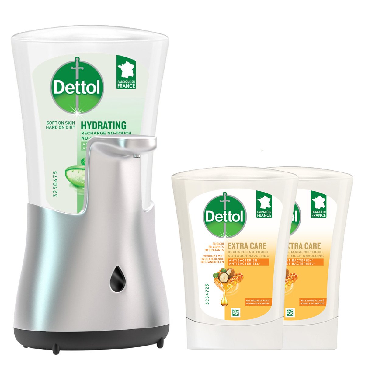 Dettol - No Touch Kit Aloe Vera - No-Touch Refill Extra Care Honey & Sheabutter 2x250ML - Voordeelverpakking
