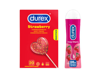 Durex - Glijmiddel Crazy Cherry waterbasis 100ML -  Condooms Sexy Strawberry 20st