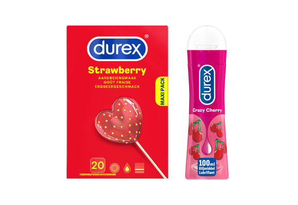 Durex - Glijmiddel Crazy Cherry waterbasis 100ML -  Condooms Sexy Strawberry 20st