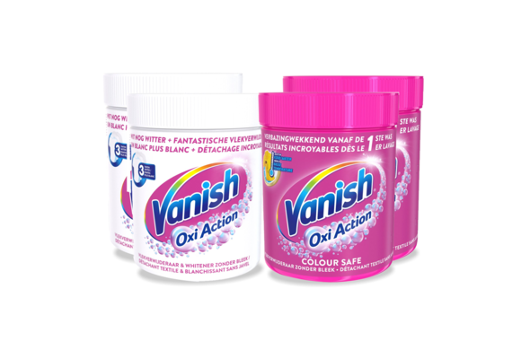 Vanish Oxi Action Base - White Powder &amp; Colour Safe Powder -  Vlekverwijderaar Voor Witte &amp; Gekleurde Was - 550 Gr x 4 - Voordeelverpakking