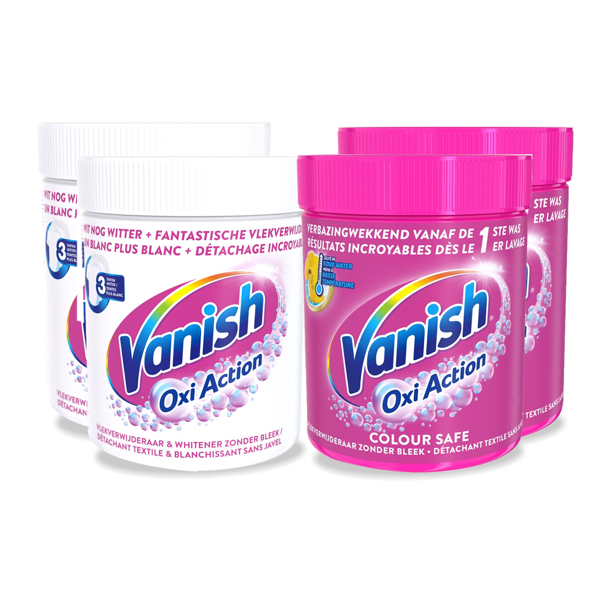 Vanish Oxi Action Base - White Powder & Colour Safe Powder -  Vlekverwijderaar Voor Witte & Gekleurde Was - 550 Gr x 4 - Voordeelverpakking