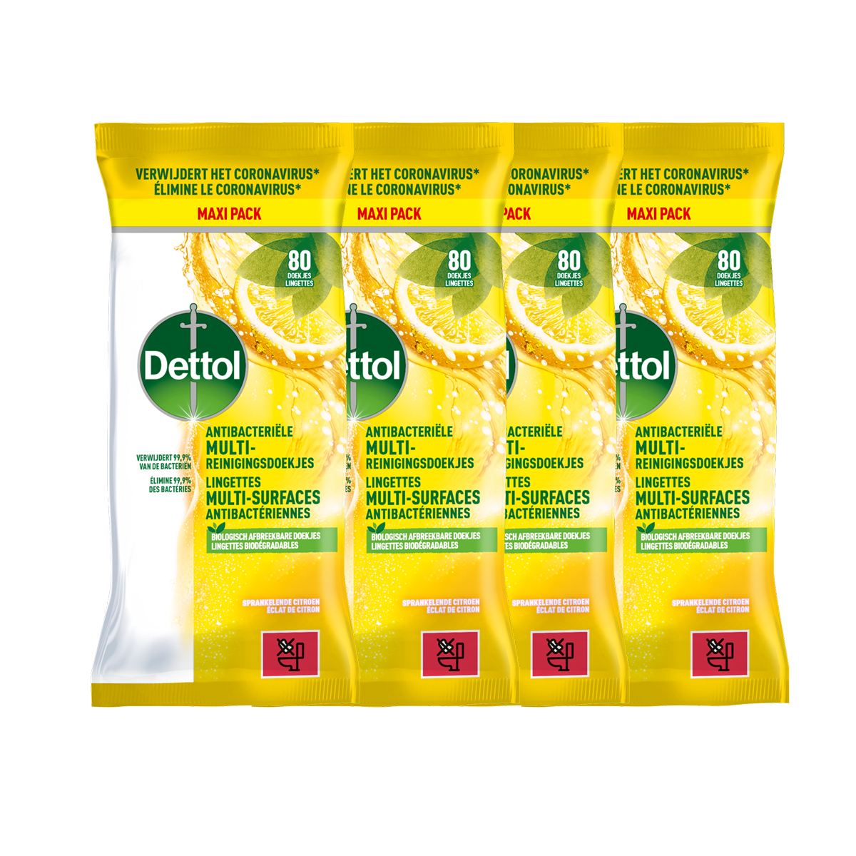 Dettol Citrus Doekjes 72st - 4 Stuks - Voordeelverpakking