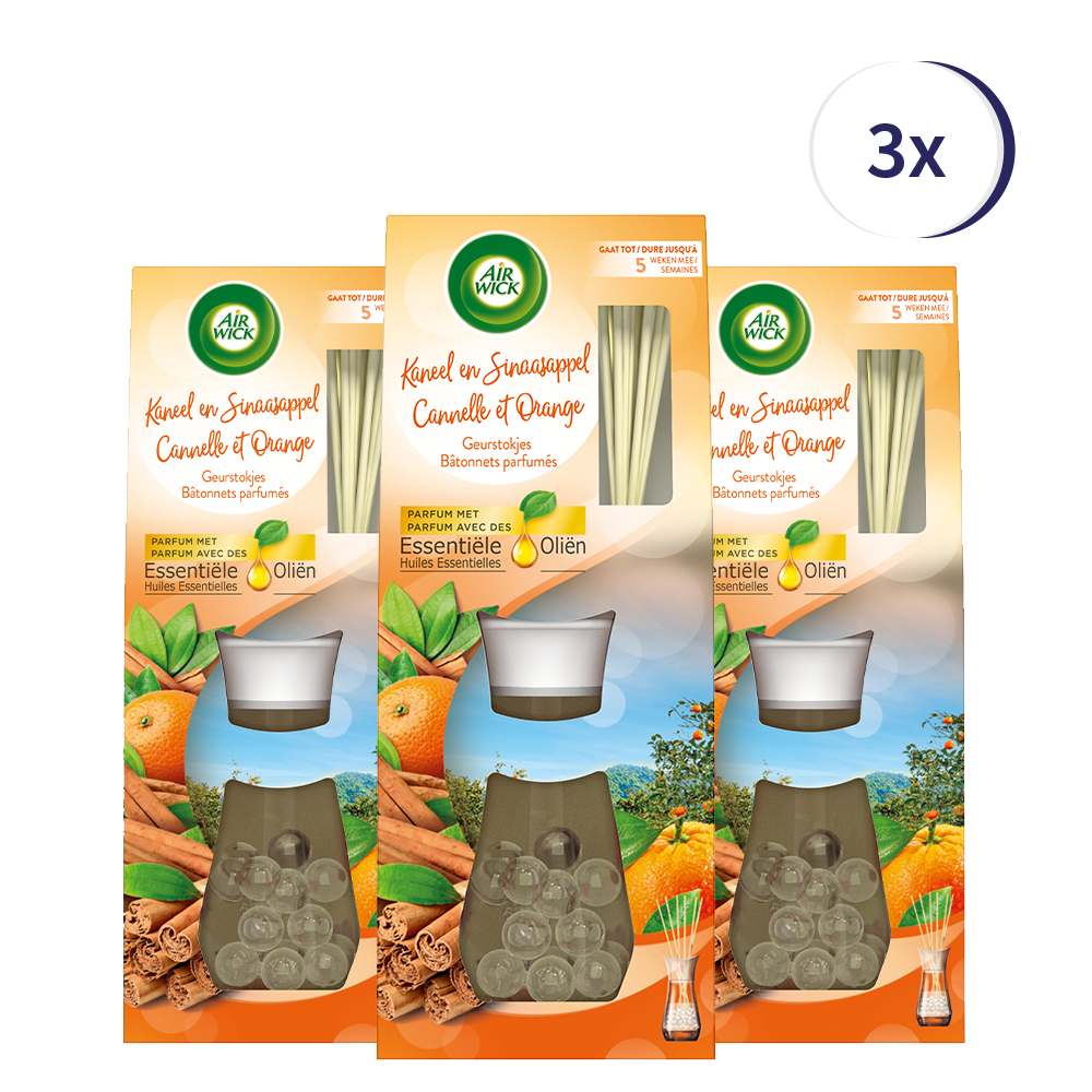 Air Wick Reeds Essential Oils Cinnamon & Orange 33ML x3