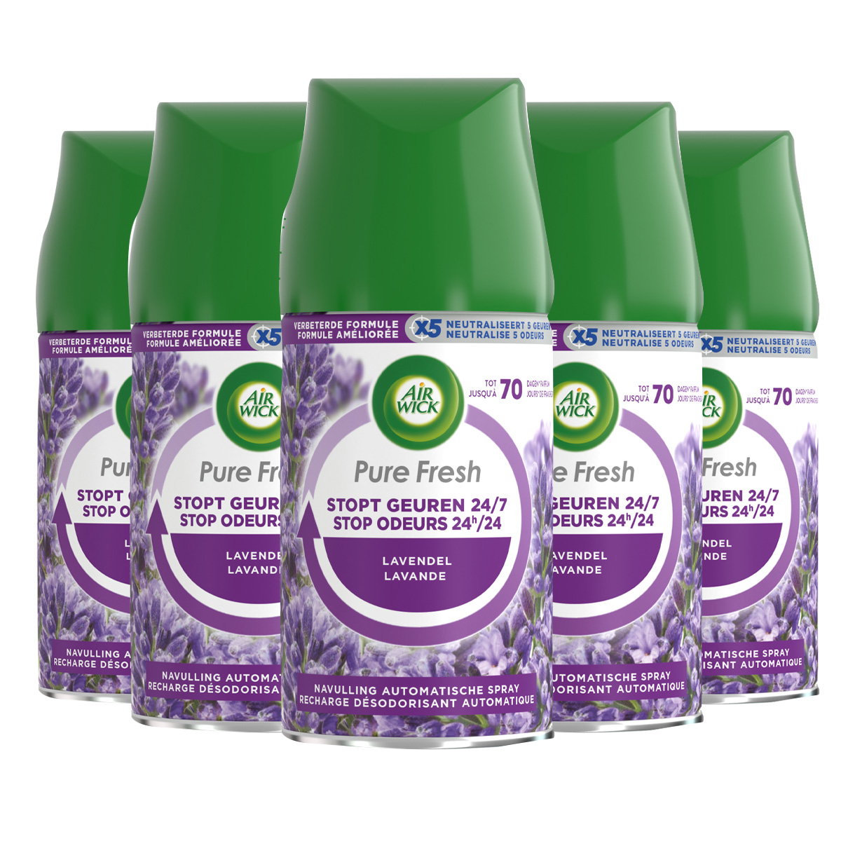 Air Wick Freshmatic Luchtverfrisser - Pure Fresh Lavendel -  Navulling - 250 ml - 5 stuks - Voordeelverpakking