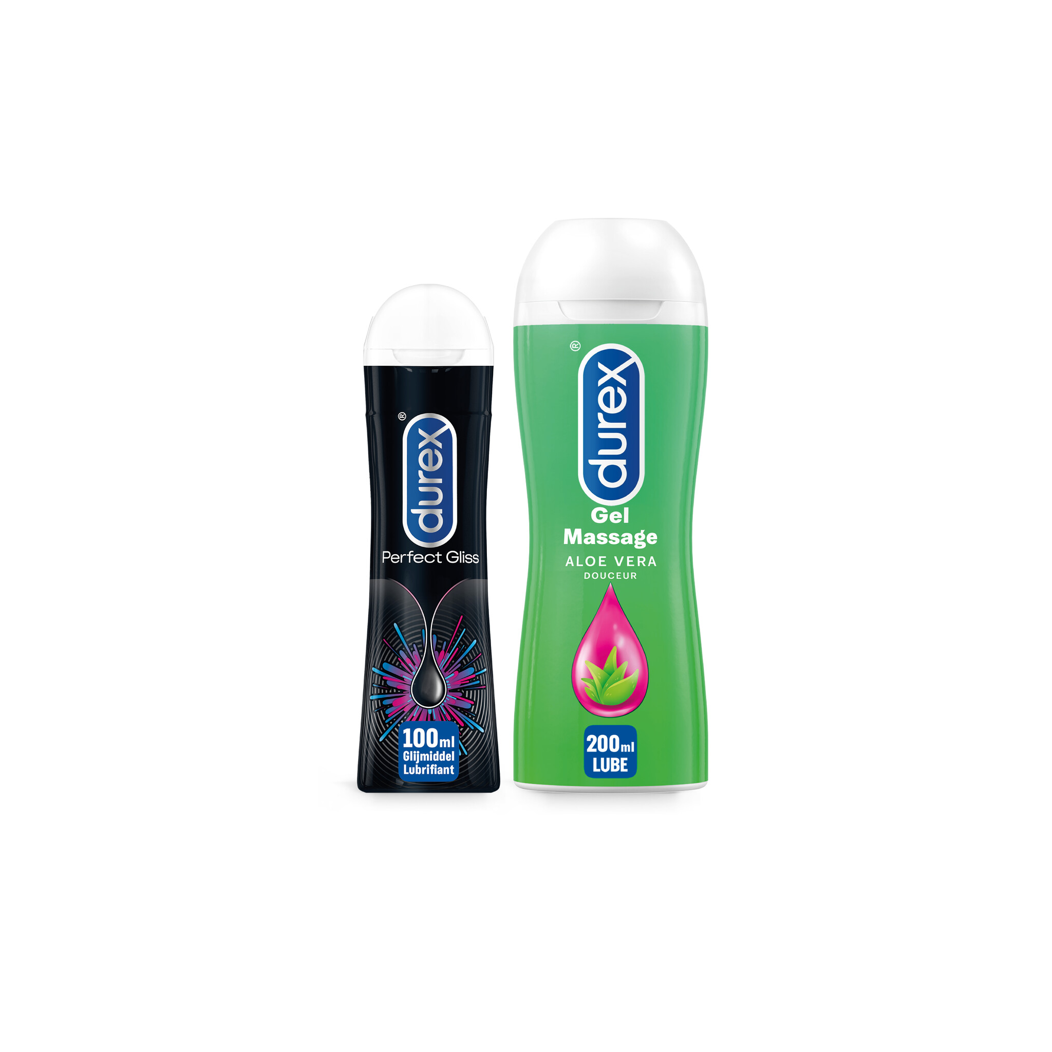 Durex - 200ml Glijmiddel - Perfect Gliss 1x100ml - Play Massage 2/1 Aloe 1x100ml - Voordeelverpakking