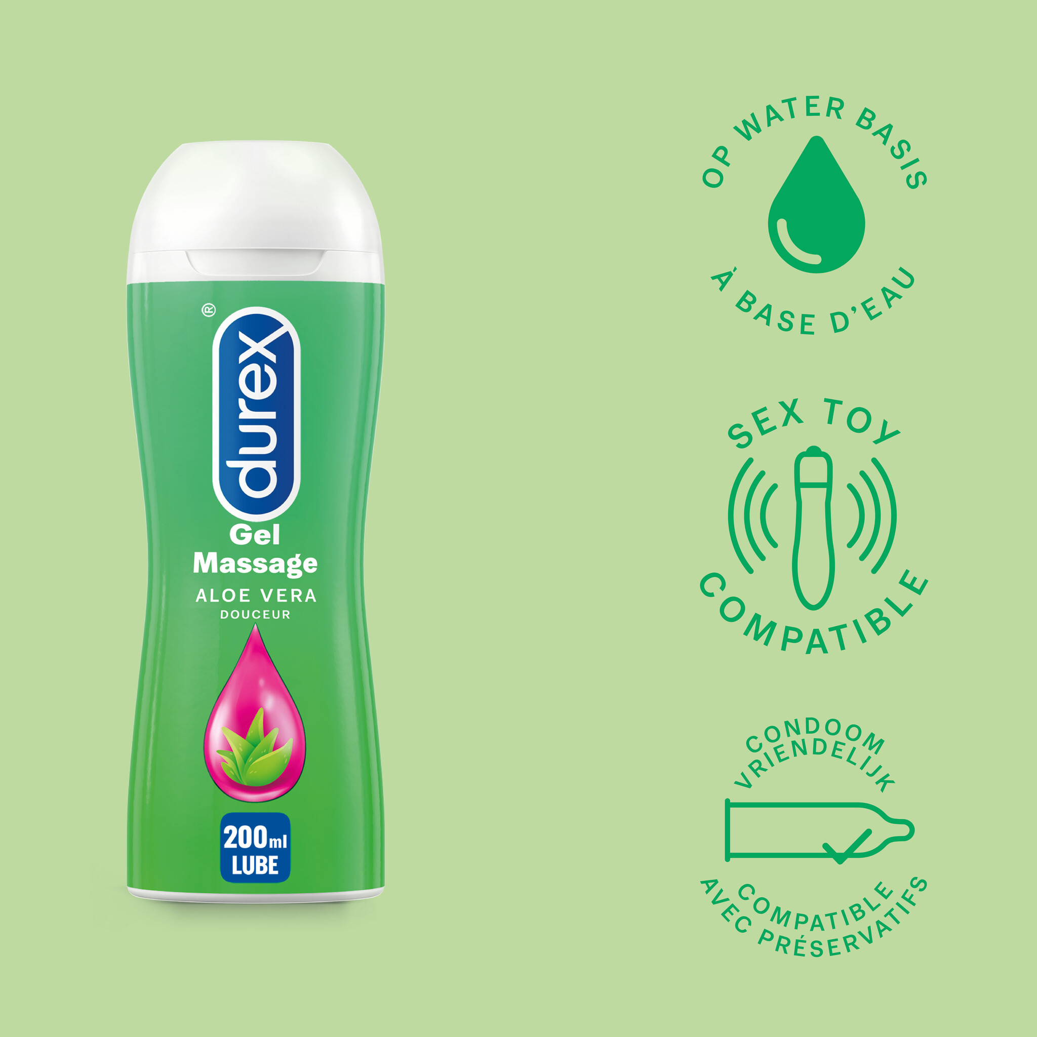Durex - 200ml Glijmiddel - Perfect Gliss 1x100ml - Play Massage 2/1 Aloe 1x100ml - Voordeelverpakking