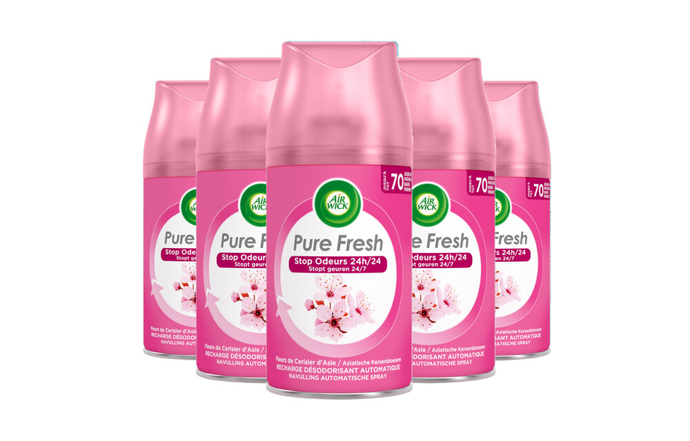 Air Wick Freshmatic luchtverfrisser- Aziatische Kersenbloesem - Navulling - 250 ml - 5 stuks - Voordeelverpakking