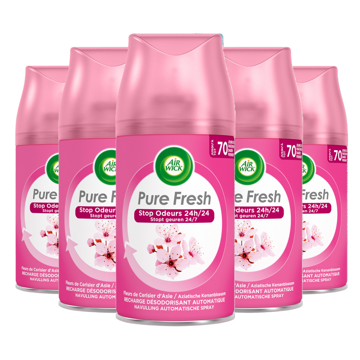 Air Wick Freshmatic luchtverfrisser- Aziatische Kersenbloesem - Navulling - 250 ml - 5 stuks - Voordeelverpakking