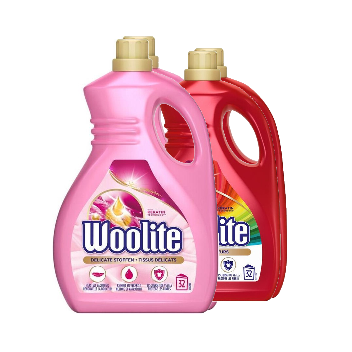 Woolite Vloeibaar Wasmiddel Wol & Zijde 1.9L & Woolite Vloeibaar Wasmiddel Kleur 1.9L - X4