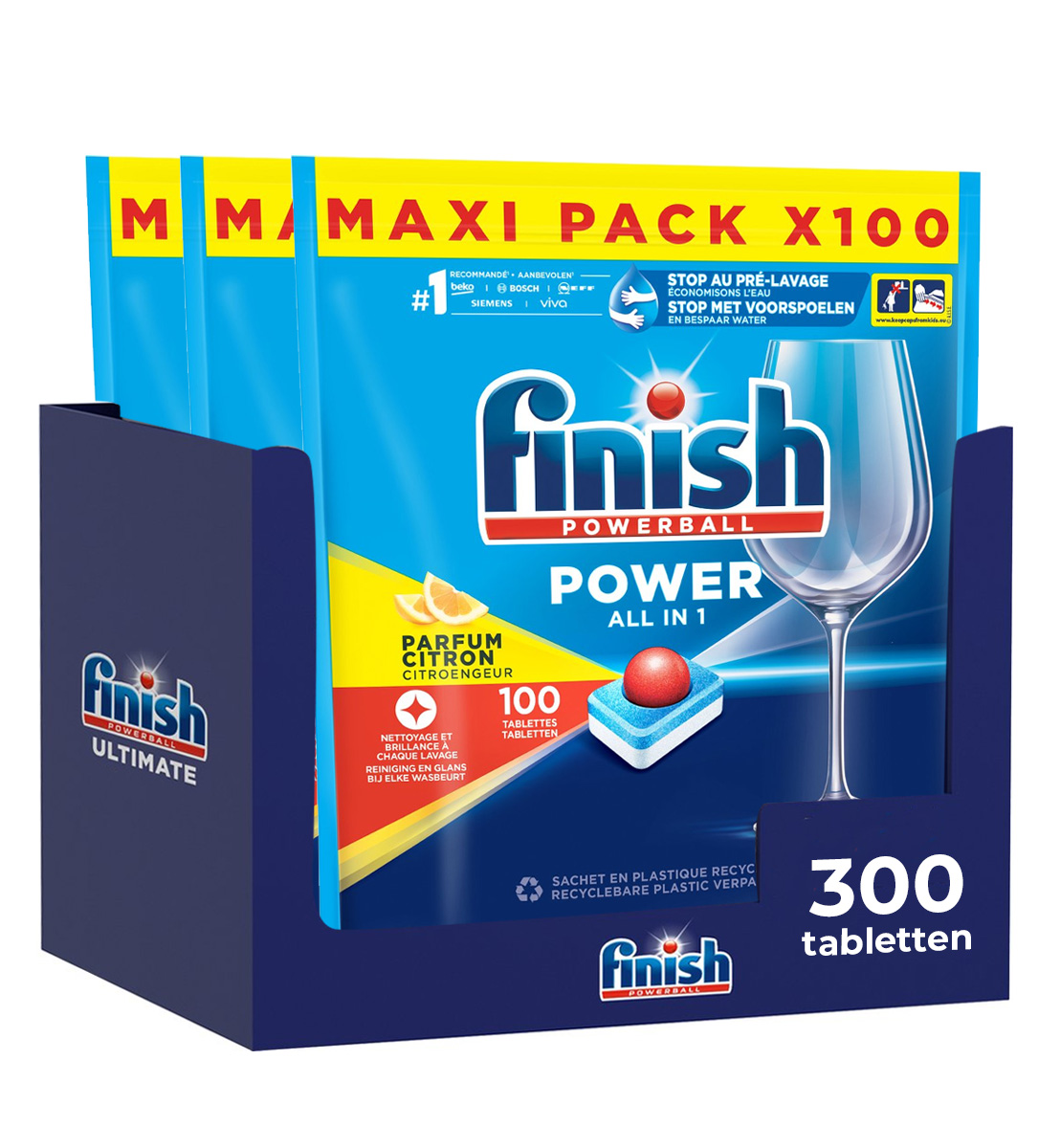 Finish Power All in One Regular Vaatwastabletten - 300 Stuks - Jaarbox