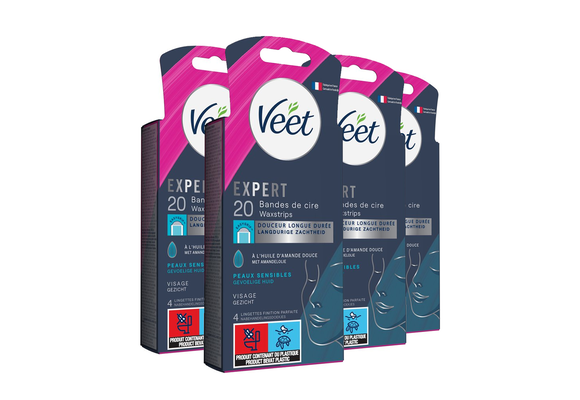 Veet - Expert - Koude Wasstrips - Gezicht 20st - 4 stuks - Voordeelverpakking