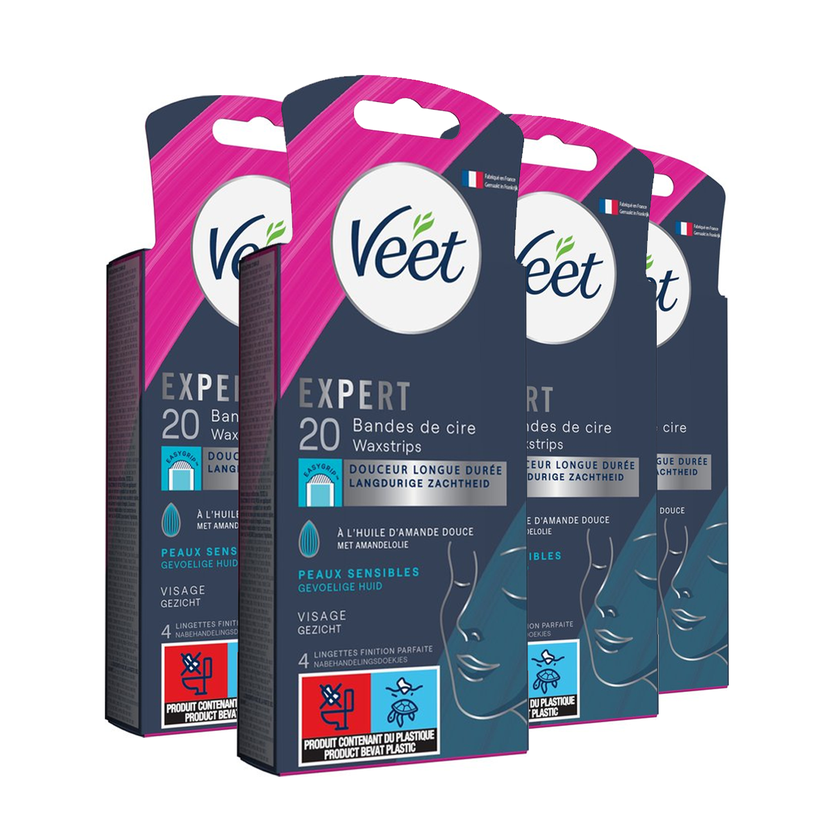 Veet - Expert - Koude Wasstrips - Gezicht 20st - 4 stuks - Voordeelverpakking