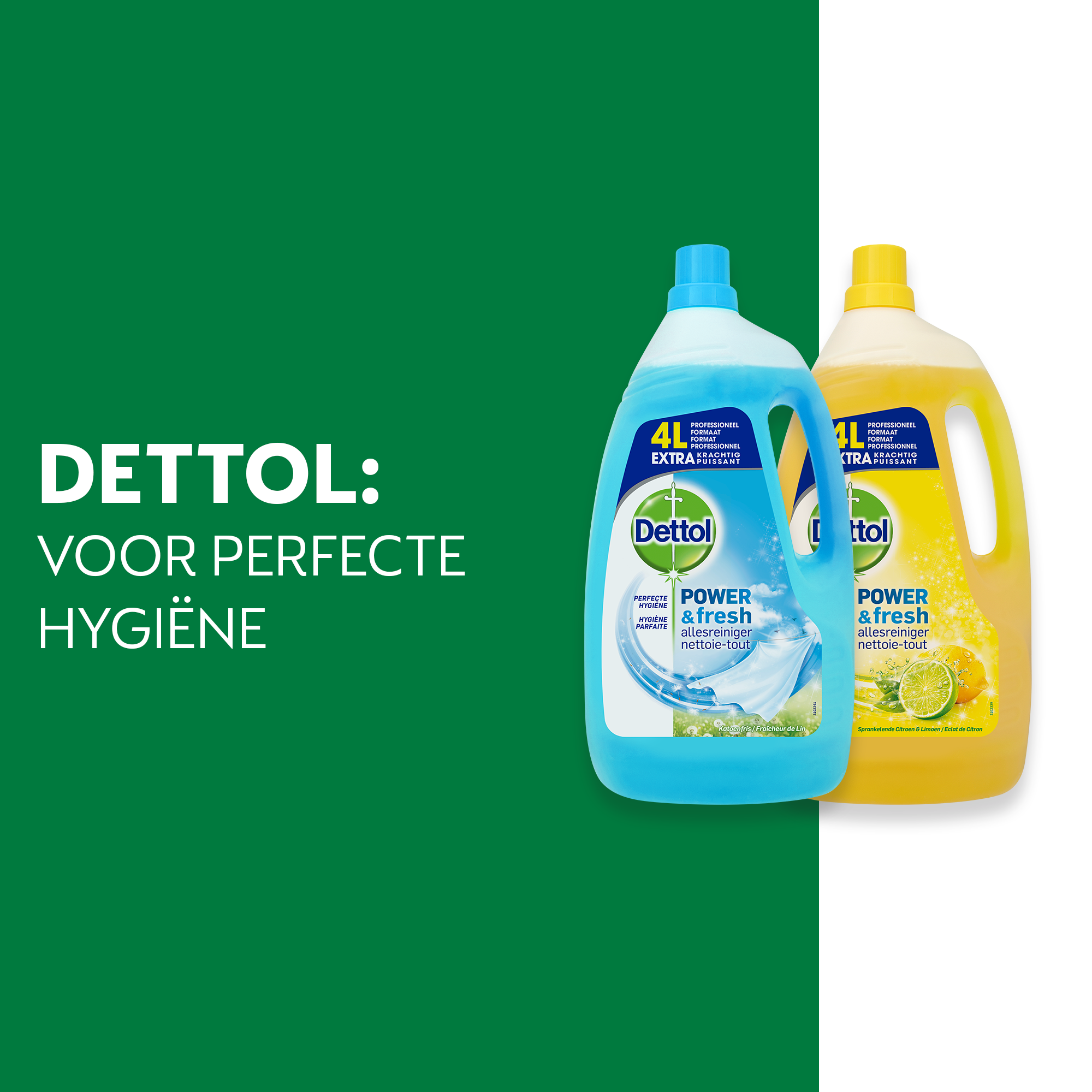 Dettol - 16L Allesreiniger Power & Fresh - Oceaan 2x4L - Citrus 2x4L - Voordeelverpakking