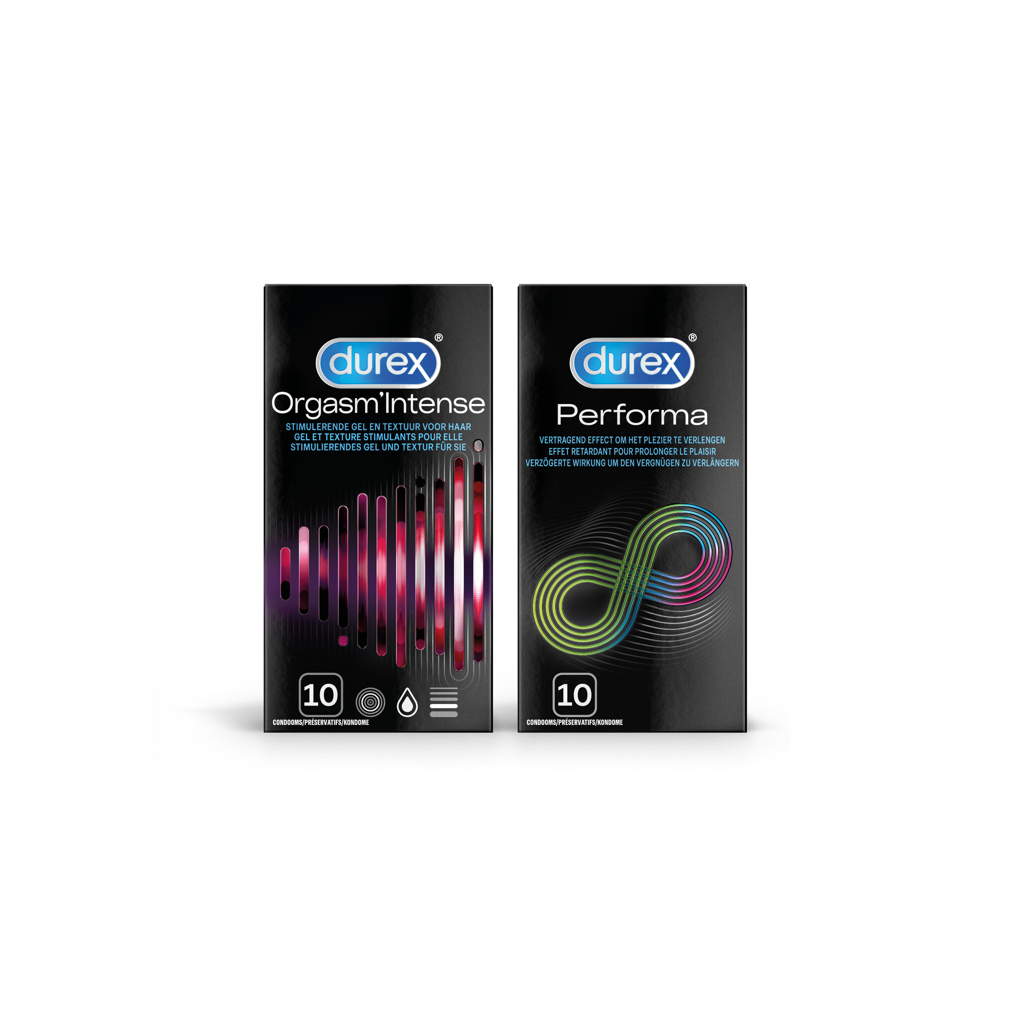 Durex - 20 stuks Condooms - Orgasm Intense 1x10 stuks - Performa 1x10 stuks - Voordeelverpakking