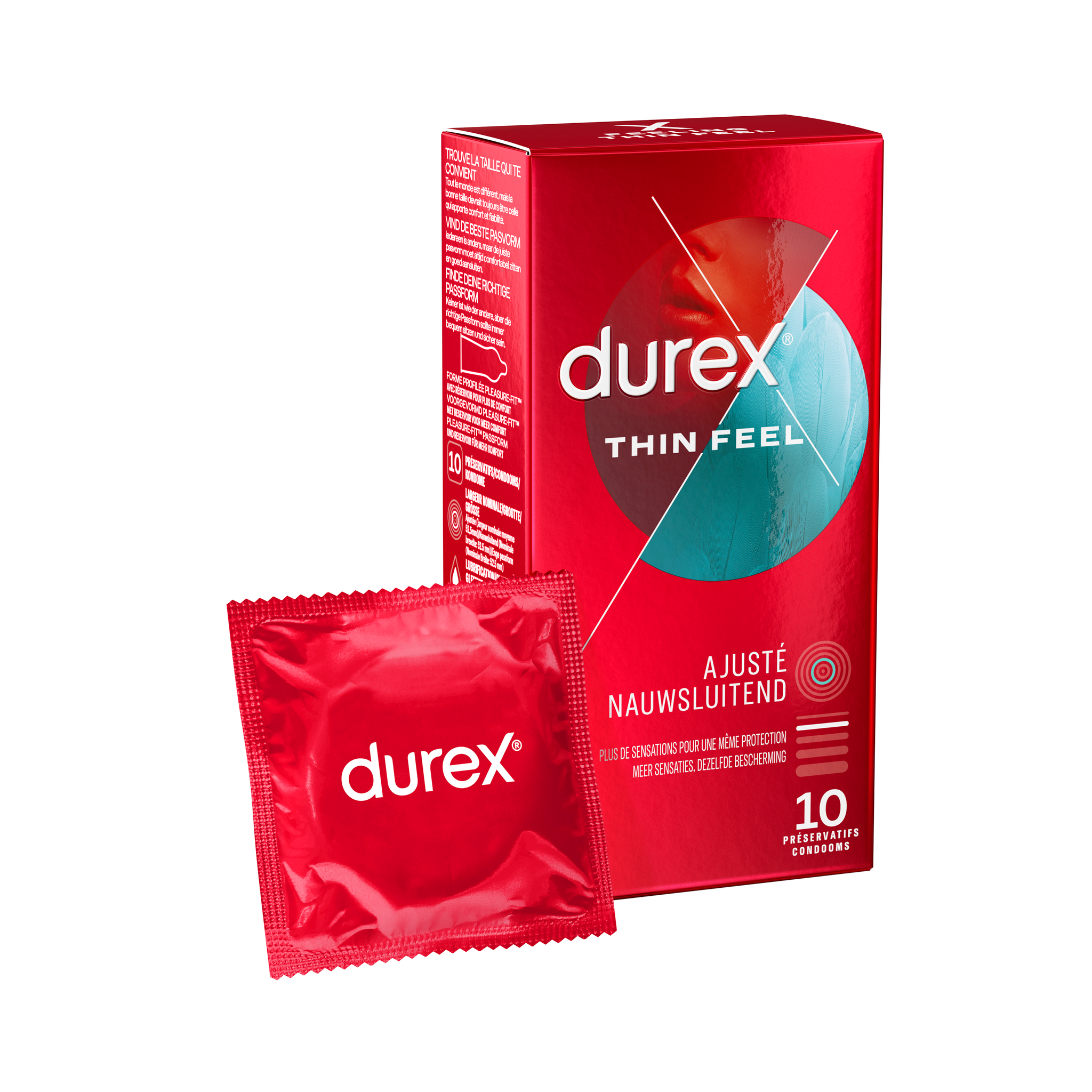 Durex Condooms Thin Feel Close Fit 10st - 4 Stuks - Voordeelverpakking