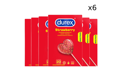 Durex - Condooms - Strawberry - 20st x 6 - Voordeelverpakking