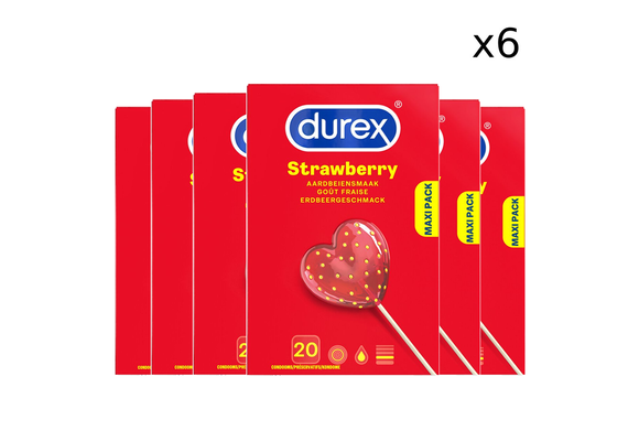 Durex - Condooms - Strawberry - 20st x 6 - Voordeelverpakking