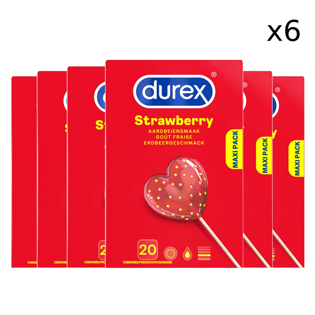 Durex - Condooms - Strawberry - 20st x 6 - Voordeelverpakking
