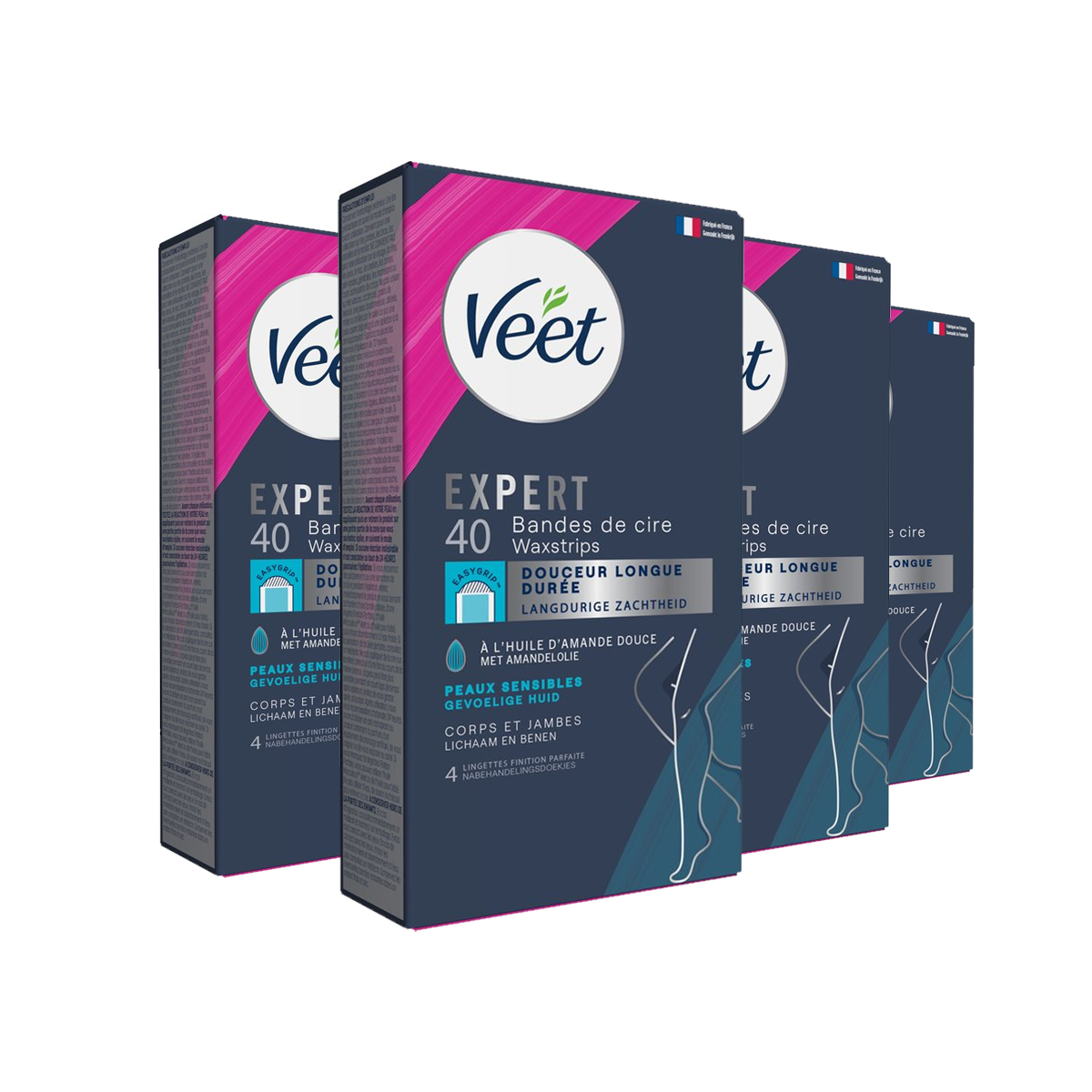 Veet - Expert - Koude Wasstrips - Benen (Sensitive) 40st - 4 stuks - Voordeelverpakking