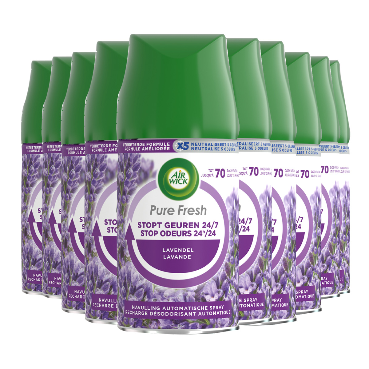 Air Wick Freshmatic Luchtverfrisser - Pure Fresh Lavendel -  Navulling - 250 ml - 10 Stuks - Voordeelverpakking