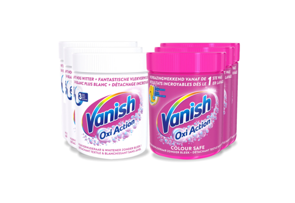 Vanish Oxi Action Base - White Powder &amp; Colour Safe Powder -  Vlekverwijderaar Voor Witte &amp; Gekleurde Was - 550 Gr x 6 - Voordeelverpakking