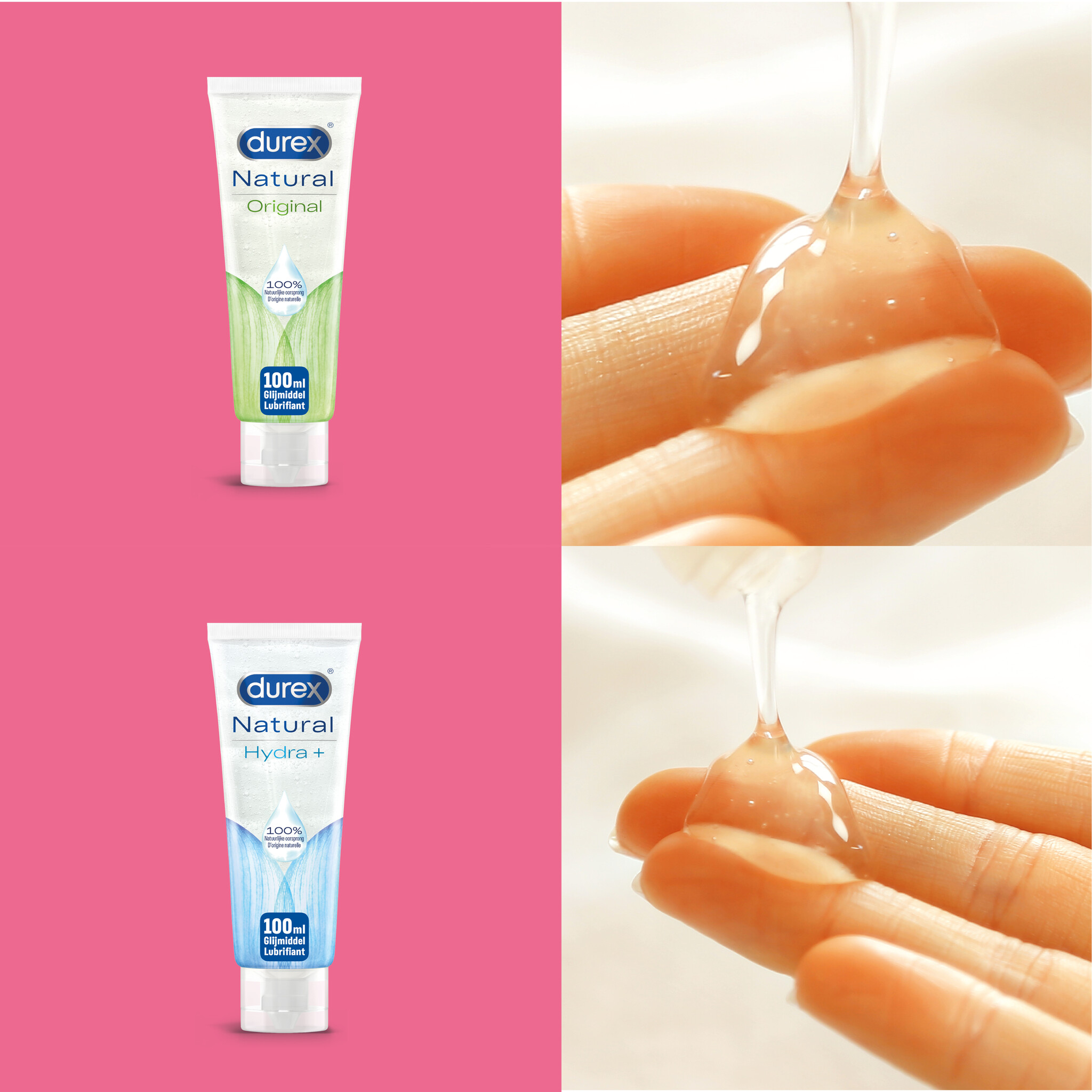 Durex - 200ml Glijmiddel - Natural 1x100ml - Natural Hydratant 1x100ml - Voordeelverpakking