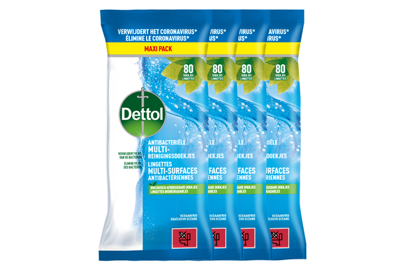 Dettol Antibacteriële doekjes Multi-oppervlak Ocean - 80st - 4 stuks