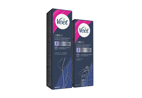Veet - Expert - Alle huidtypes - Ontharingscreme Benen 200ml - Ontharingscreme met sheaboter Oksels 100ml