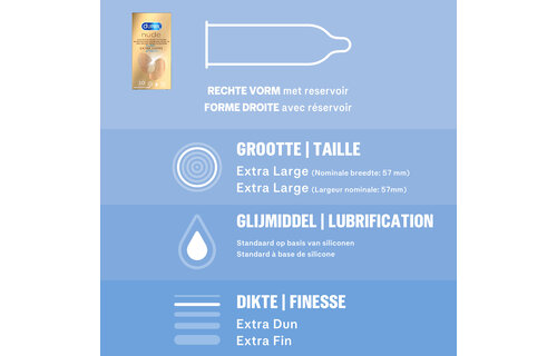 Durex - 10 stuks Condooms - Nude XL - 200 ml Glijmiddel - Play Massage 2/1 Aloe - Voordeelverpakking