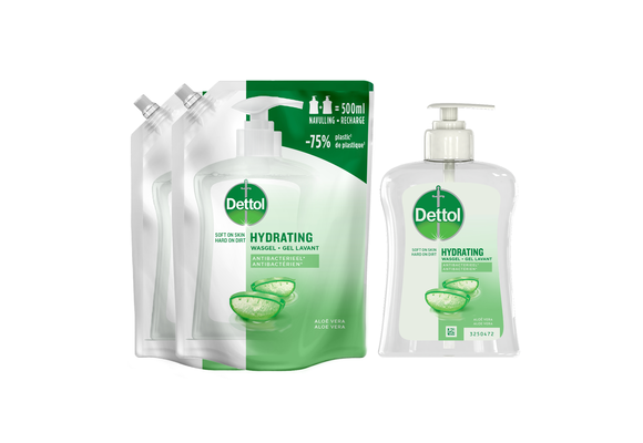 Dettol - 3x Dettol Refill Hydrating Aloe Vera 500ML - 2 x Dettol Hydrating Aloe Vera 250ML  - Voordeelpakket