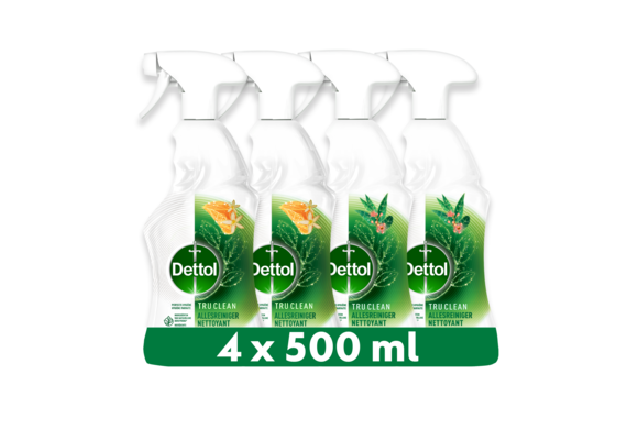 Dettol - 2L Allesreiniger Spray Tru Clean - Mandarijn & Citroenbloesem 2x500ml - Eucalyptus 2x500ml - Voordeelverpakking