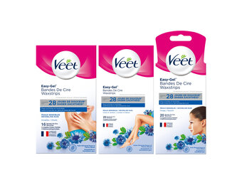 Veet - Expert - Gevoelige huid - Ontharingsstrips Benen (sensitive) 20st - Ontharingsstrips Bikini 16st - Ontharingsstrips Gezicht 20st