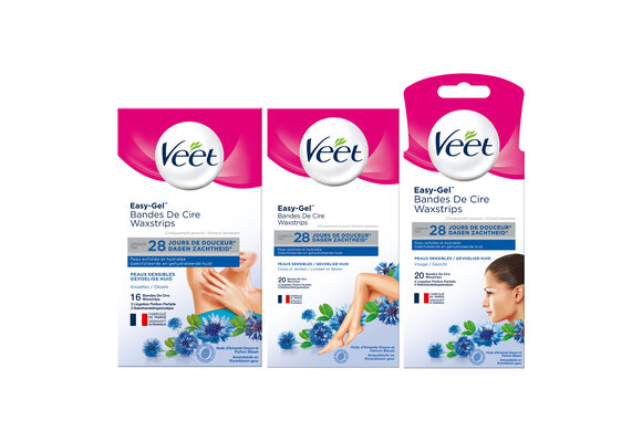 Veet - Expert - Gevoelige huid - Ontharingsstrips Benen (sensitive) 20st - Ontharingsstrips Bikini 16st - Ontharingsstrips Gezicht 20st