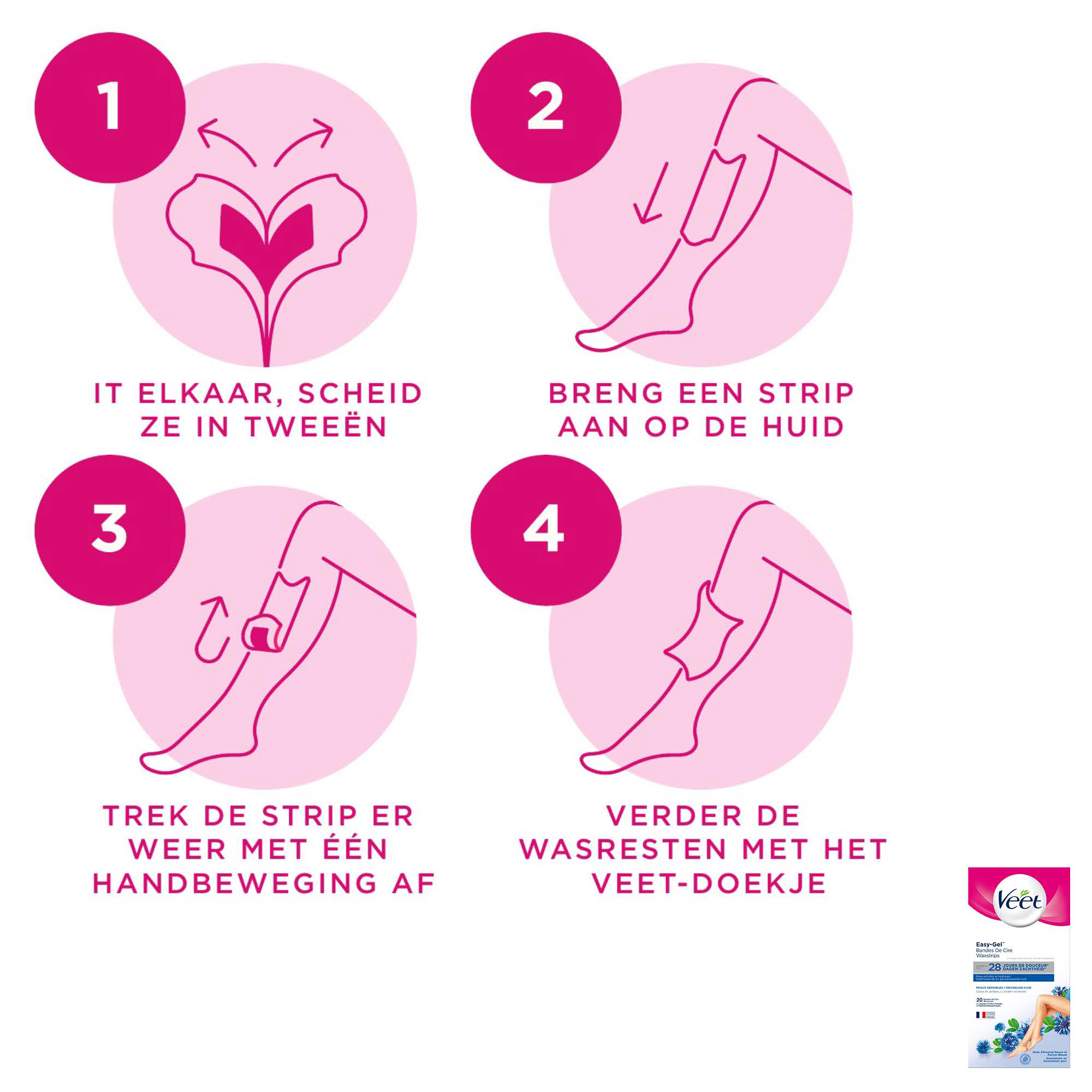 Veet - Expert - Gevoelige huid - Ontharingsstrips Benen (sensitive) 20st - Ontharingsstrips Bikini 16st - Ontharingsstrips Gezicht 20st