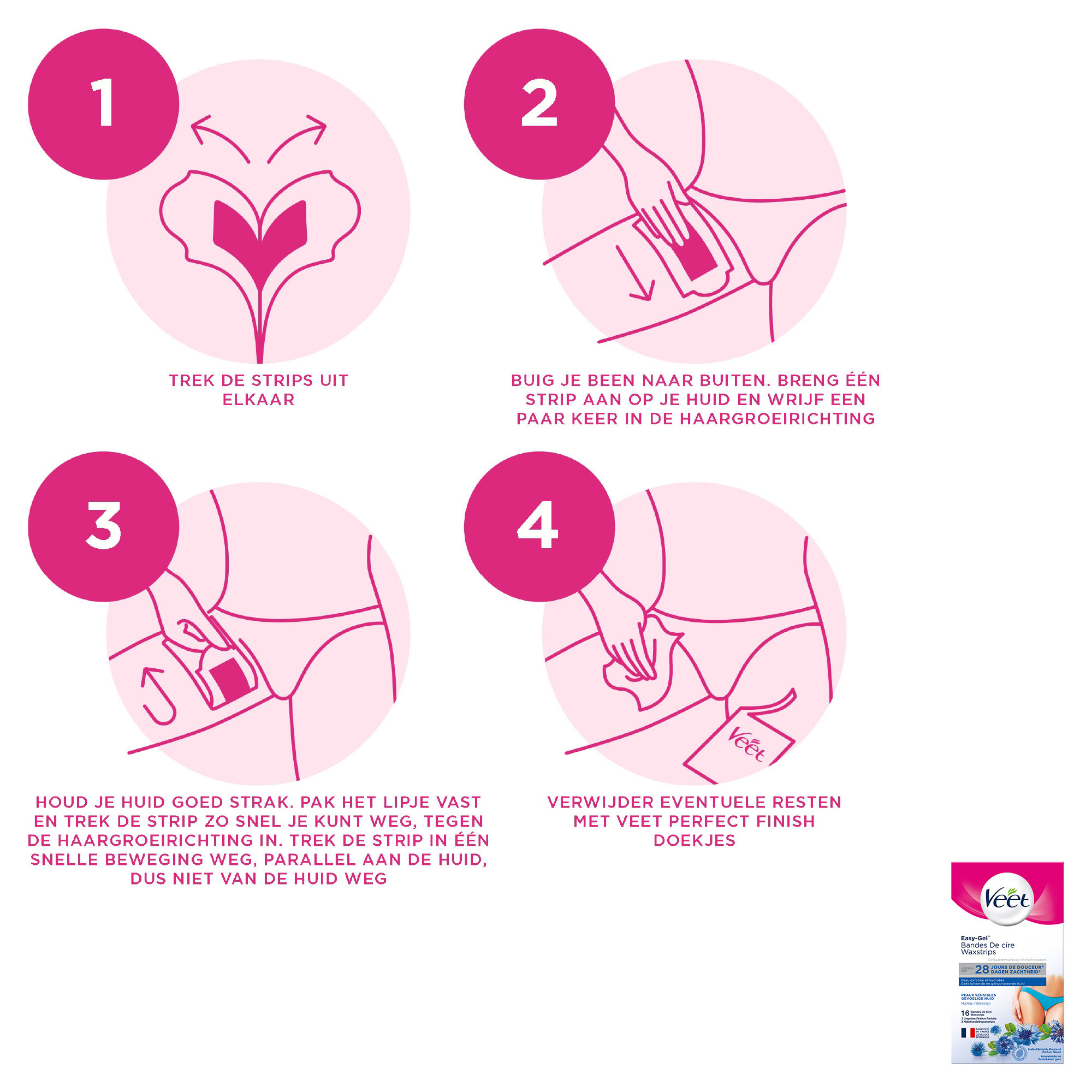 Veet - Expert - Gevoelige huid - Ontharingsstrips Benen (sensitive) 20st - Ontharingsstrips Bikini 16st - Ontharingsstrips Gezicht 20st