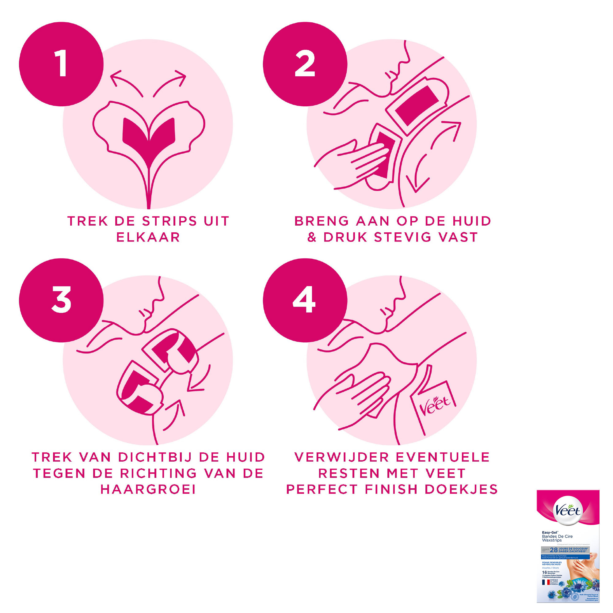 Veet - Expert - Gevoelige huid - Ontharingsstrips Benen (sensitive) 20st - Ontharingsstrips Bikini 16st - Ontharingsstrips Gezicht 20st