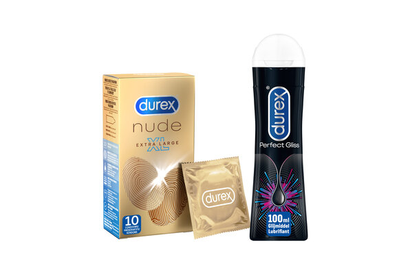 Durex - 10 stuks Condooms - Nude XL - 100 ml Glijmiddel - Perfect Gliss - Voordeelverpakking