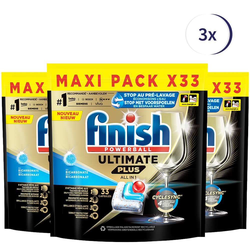 Finish Ultimate+ Baking Soda 33 tabs x3