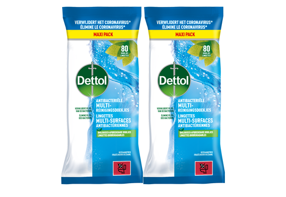 Dettol Antibacteriële doekjes Multi-oppervlak Ocean - 80st - 2 stuks