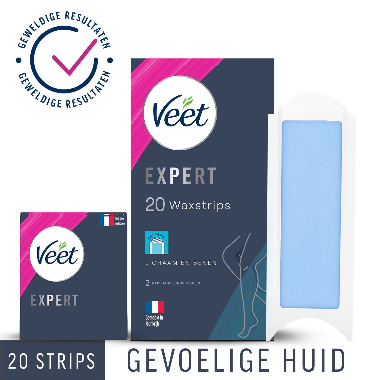 Veet - Expert - Koude Wasstrips - Benen (Sensitive) 20st - 3 stuks - Voordeelverpakking