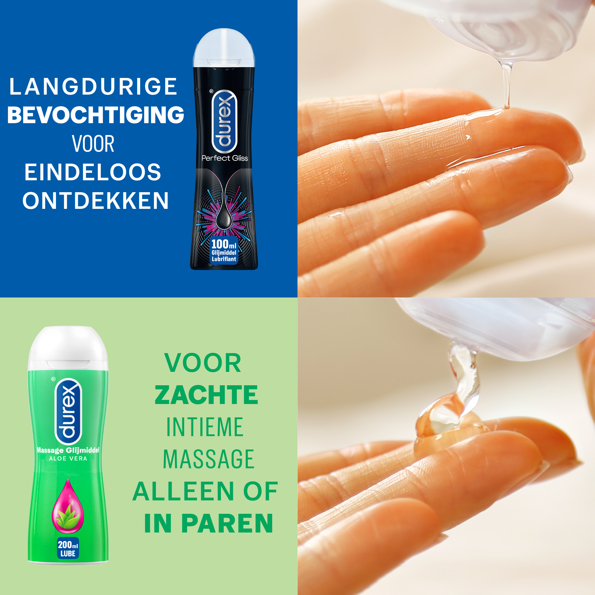 Durex - Nude Condooms 20 stuks - Anaal Perfect Gliss Glijmiddel 100ml - Massage Aloe Vera Glijmiddel 2/1 200ml