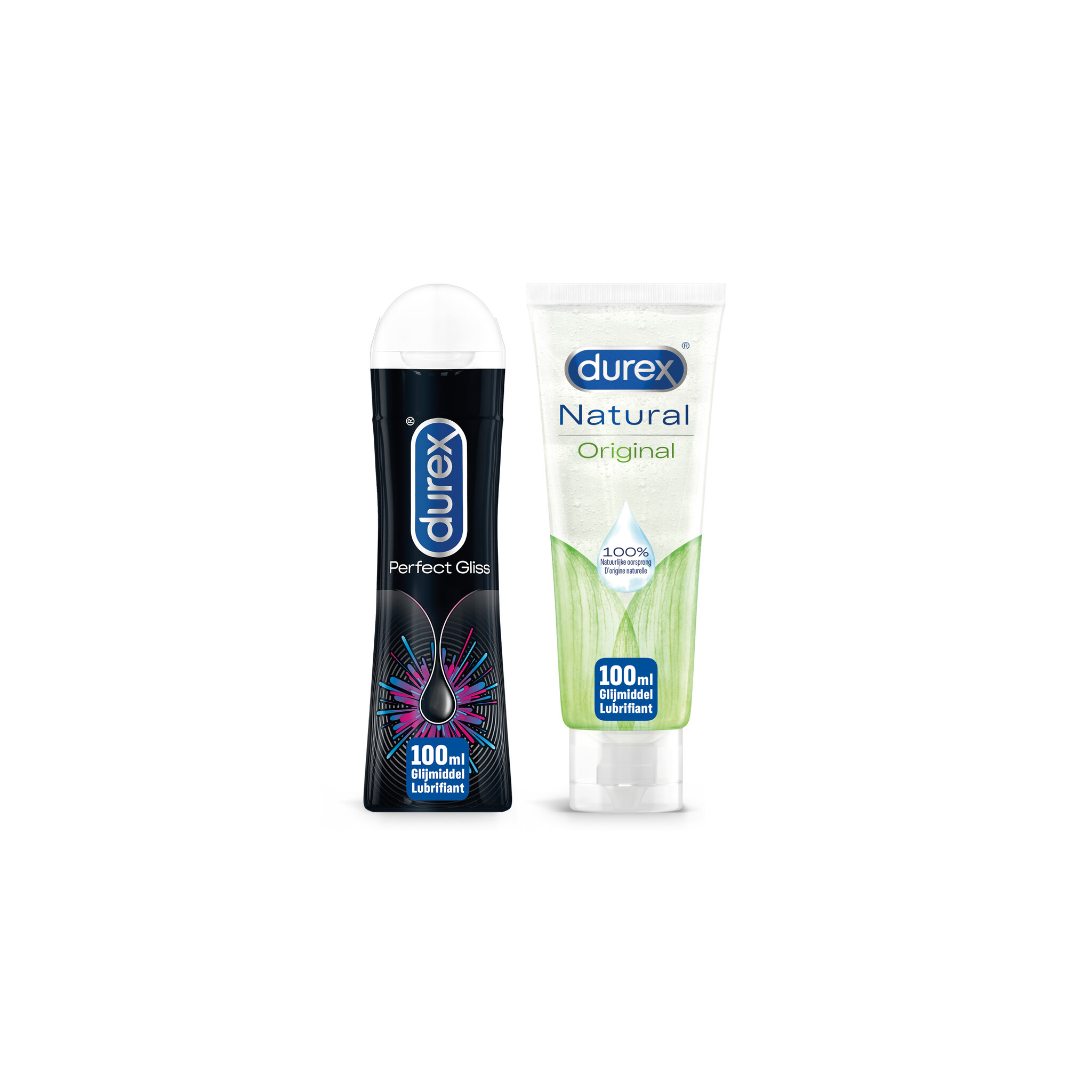 Durex - 200ml Glijmiddel - Perfect Gliss 1x100ml - Natural 1x100ml - Voordeelverpakking
