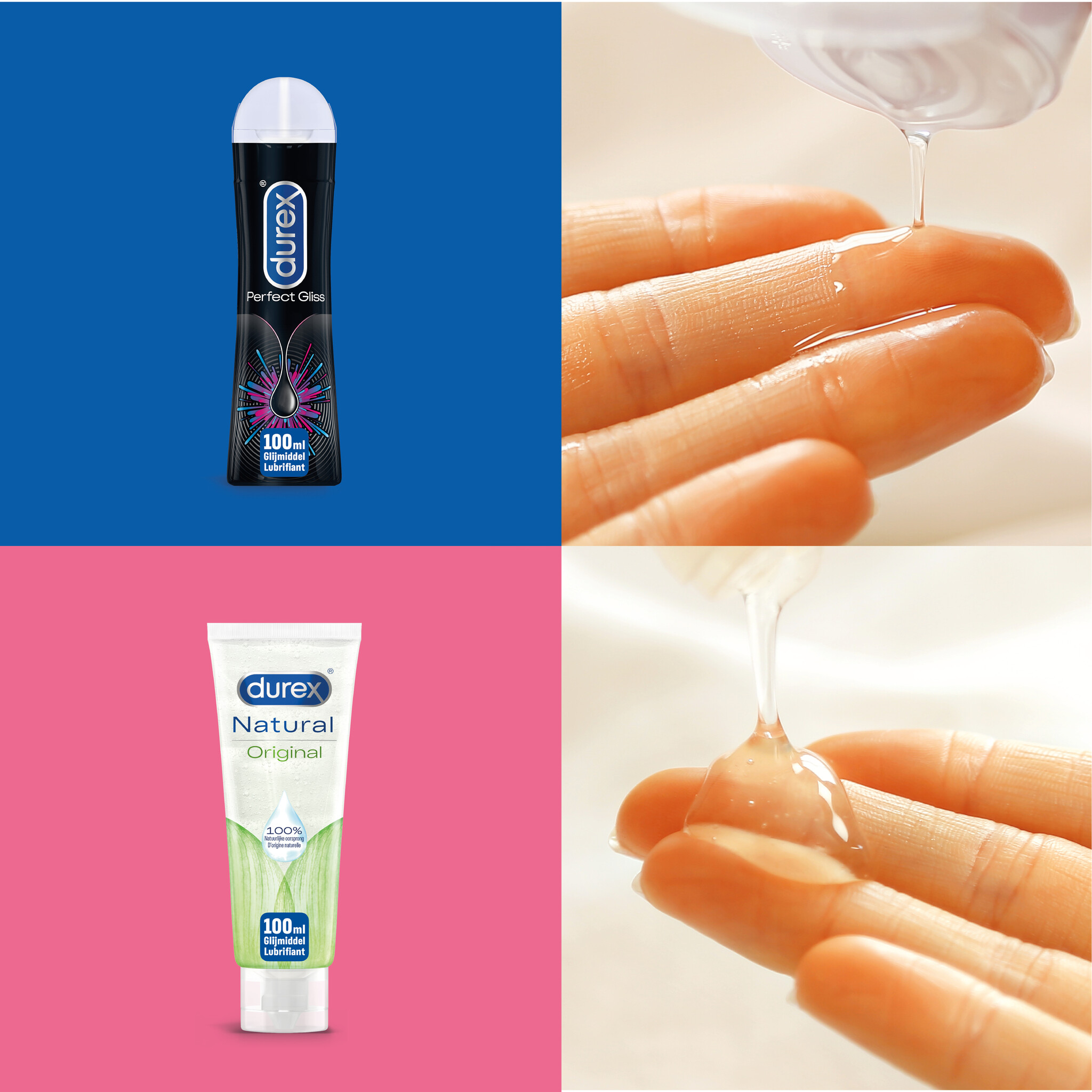 Durex - 200ml Glijmiddel - Perfect Gliss 1x100ml - Natural 1x100ml - Voordeelverpakking
