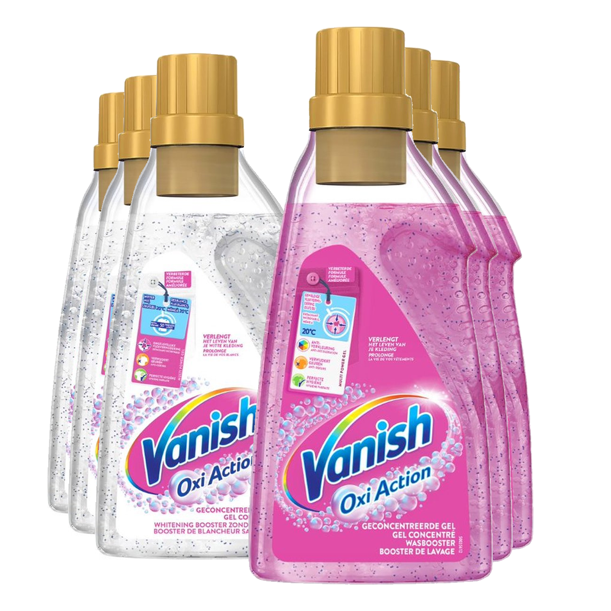 Vanish Oxi Action - Whitening & Wasbooster Liquid - Vlekverwijderaar Voor Witte & Gekleurde Was - 1500ml x 6 - Voordeelverpakking