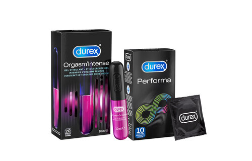 Durex - 10 stuks Condooms - Performa - 10 ml Glijmiddel - Intense Orgasm - Voordeelverpakking