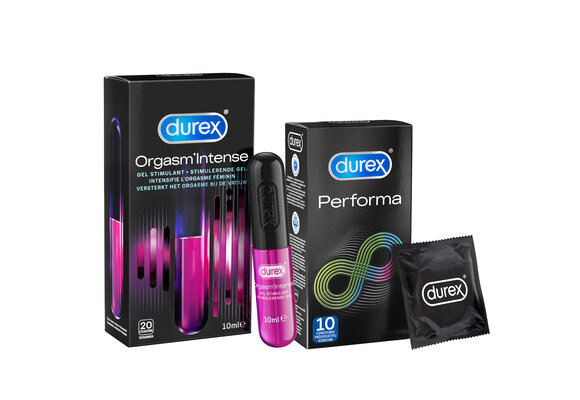 Durex - 10 stuks Condooms - Performa - 10 ml Glijmiddel - Intense Orgasm - Voordeelverpakking