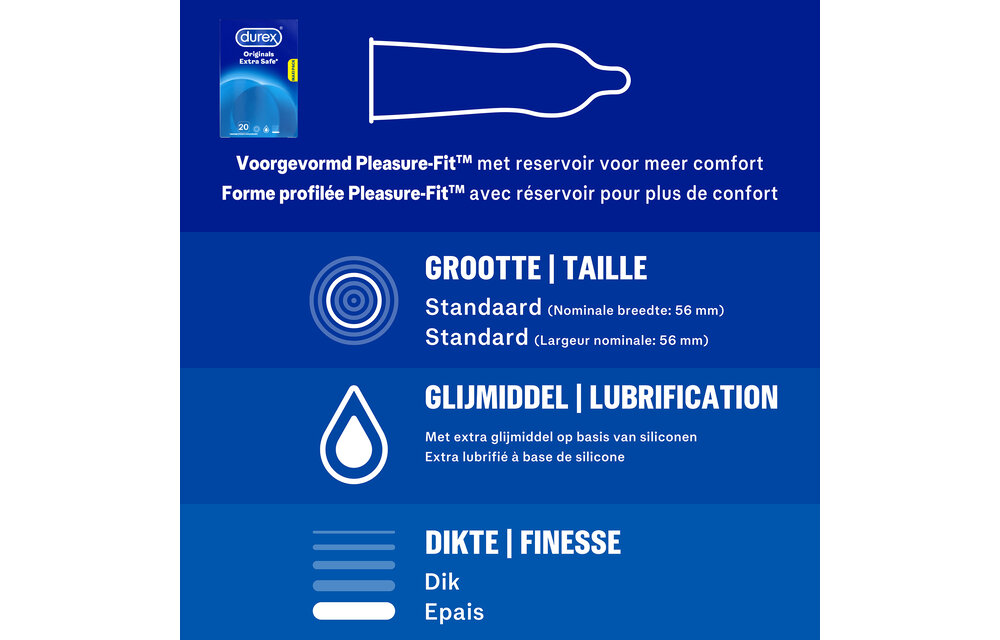 Durex - 20 stuks Condooms - Extra Safe - 110 ml Glijmiddel - Play Sensitive 100ml - Intense Orgasm 10ml - Voordeelverpakking